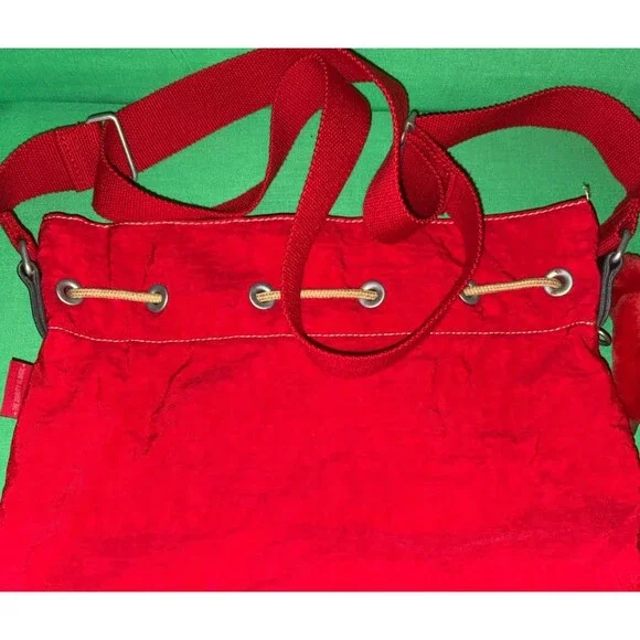 KIPLING VINTAGE Y2K RED Messenger Travel Cross Body W/ Monkey Fuzzy Key Chain - Picture 9 of 16